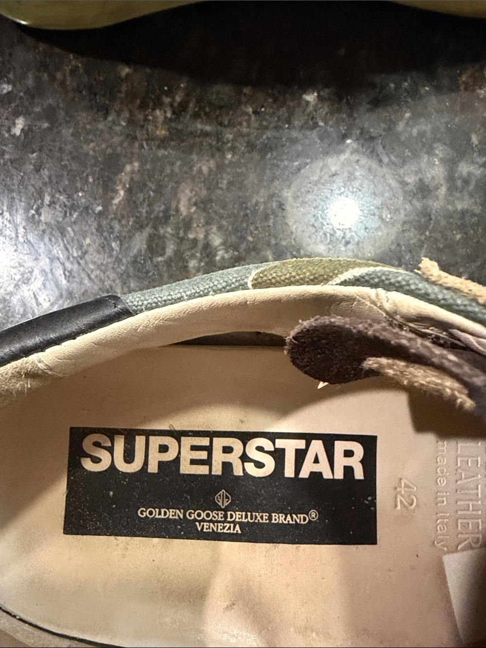 Golden Goose Suede & Canvas Sneakers in Brown and Olive Camo Size 42 - Picture 2 of 8